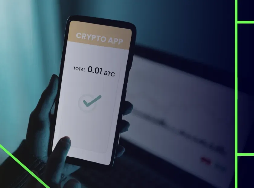 Foto de uma pessoa com um app de crypto aberto - tokenização de ativos financeiros