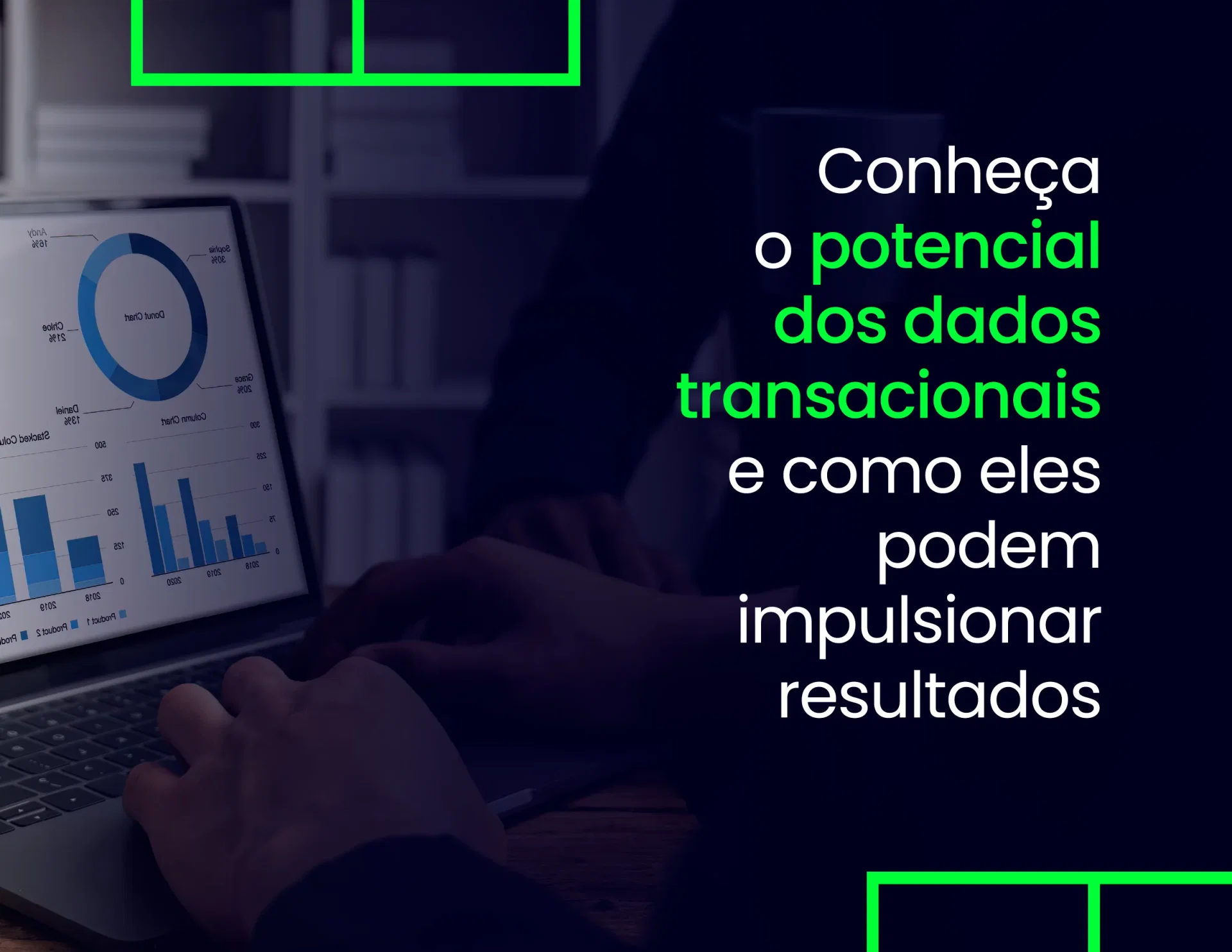 imagem de uma tela de computador com um dashboard. Fundo escuro e letras na cor branca com destaque em verde